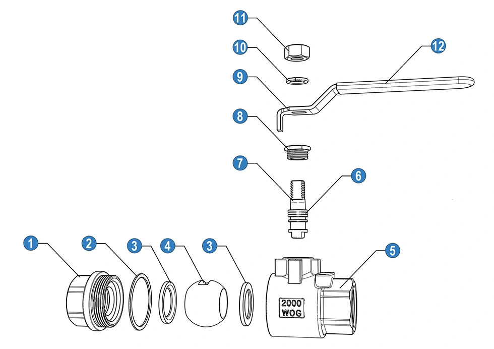 2PC Carbon Steel Ball Valve 2000WOG with Locking Device